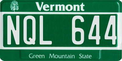 VT license plate NQL644