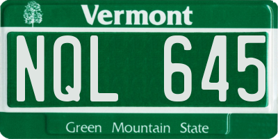 VT license plate NQL645