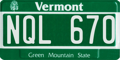 VT license plate NQL670