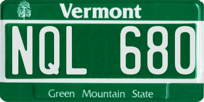 VT license plate NQL680