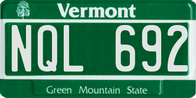 VT license plate NQL692