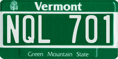 VT license plate NQL701