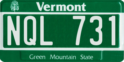 VT license plate NQL731