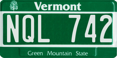 VT license plate NQL742