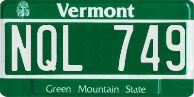 VT license plate NQL749