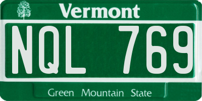 VT license plate NQL769