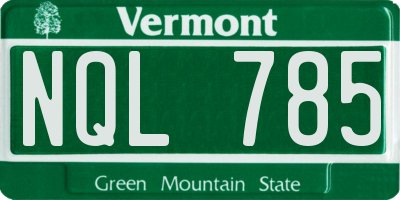 VT license plate NQL785