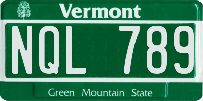 VT license plate NQL789