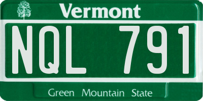 VT license plate NQL791