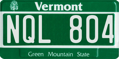 VT license plate NQL804