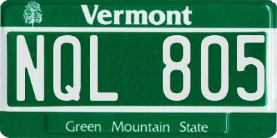 VT license plate NQL805