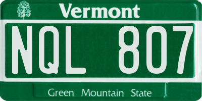 VT license plate NQL807