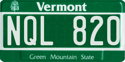 VT license plate NQL820