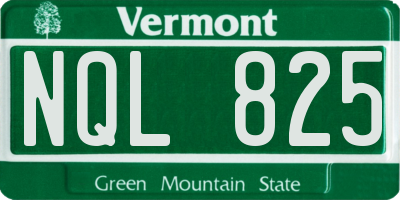 VT license plate NQL825