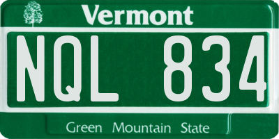 VT license plate NQL834