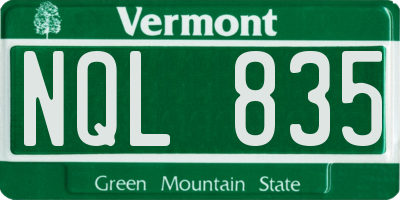 VT license plate NQL835