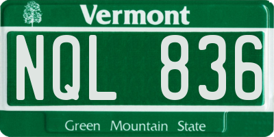 VT license plate NQL836