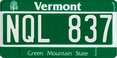 VT license plate NQL837