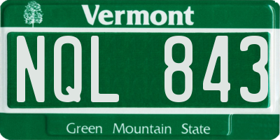 VT license plate NQL843