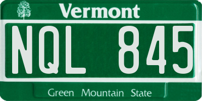 VT license plate NQL845
