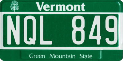 VT license plate NQL849