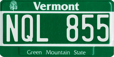 VT license plate NQL855