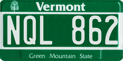 VT license plate NQL862