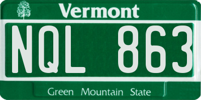 VT license plate NQL863