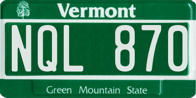 VT license plate NQL870