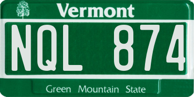VT license plate NQL874