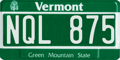 VT license plate NQL875