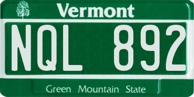 VT license plate NQL892