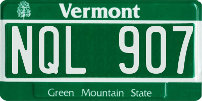 VT license plate NQL907