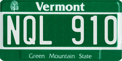 VT license plate NQL910