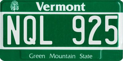 VT license plate NQL925
