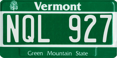 VT license plate NQL927