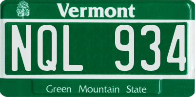 VT license plate NQL934