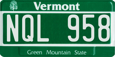 VT license plate NQL958