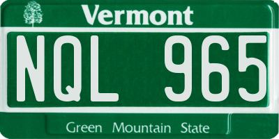 VT license plate NQL965