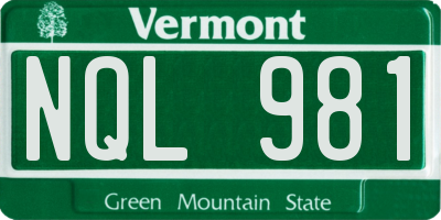 VT license plate NQL981