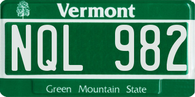 VT license plate NQL982