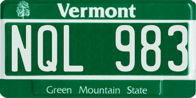 VT license plate NQL983