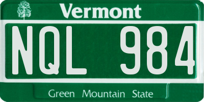 VT license plate NQL984