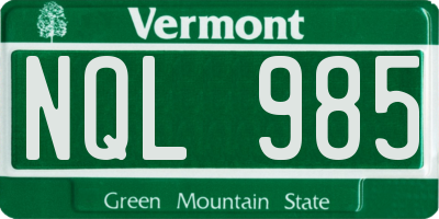 VT license plate NQL985
