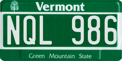 VT license plate NQL986