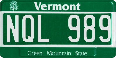 VT license plate NQL989