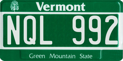 VT license plate NQL992