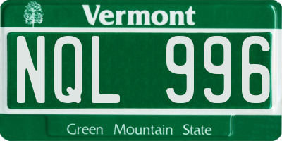 VT license plate NQL996