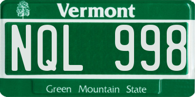 VT license plate NQL998