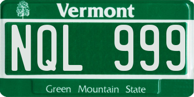 VT license plate NQL999